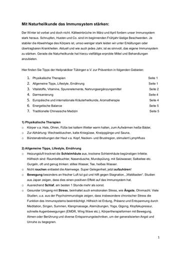 Immunsystem stärken | HP Tübingen e.V.